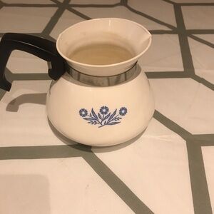 Corningware White Coffee Pot with Blue Floral Accent​​